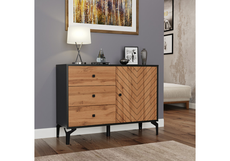 Комод 59.02 Лофт (черный/дуб Вотан)