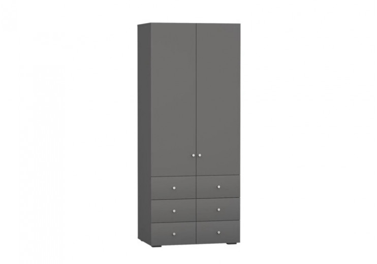 Шкаф 2-х дверный с шестью ящиками (графит)