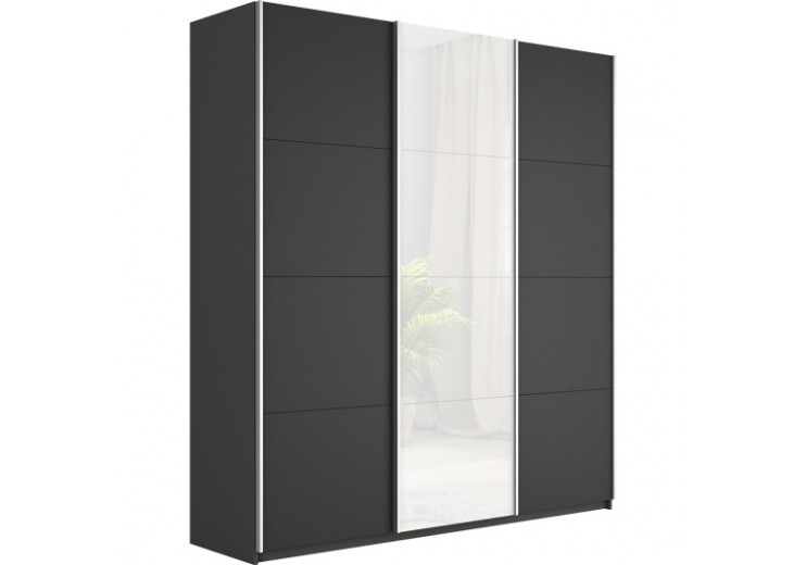 Шкаф-купе Прайм 3-х дверный (ЛДСП, Белое стекло)диамант серый