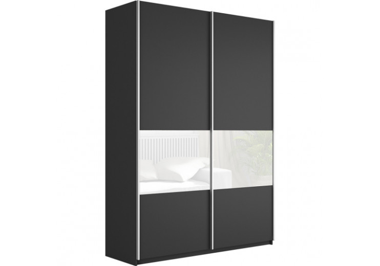 Шкаф-купе Прайм 2-х дверный (3 секции ДСП/стекло белое) диамант серый 