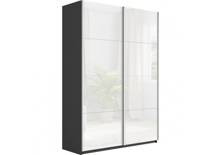 Шкаф-купе Прайм 2-х дверный (Белое стекло) диамант серый