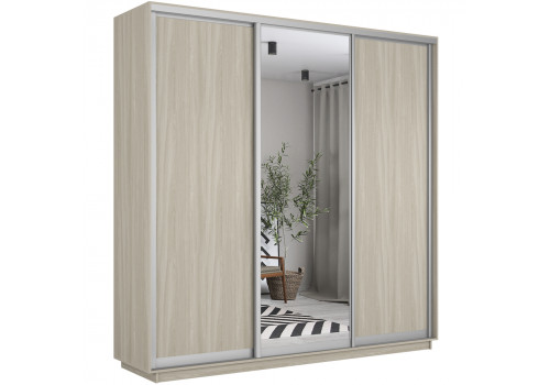 Шкаф купе 3 двери (ясень шимо светлый, профиль серебро)